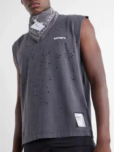 Satisfy Distressed Logo-Print MothTech™ Organic Cotton-Jersey Tank Top - Men | Thumbnail 5 Satisfy Distressed Logo-Print MothTech™ Organic Cotton-Jersey Tank Top - Men | Thumbnail 5