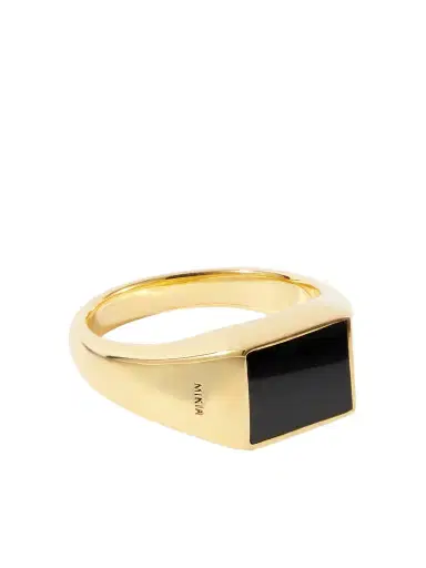 Mikia Gold-Plated Sterling Silver Onyx Ring - Men | Thumbnail 1 Mikia Gold-Plated Sterling Silver Onyx Ring - Men | Thumbnail 1