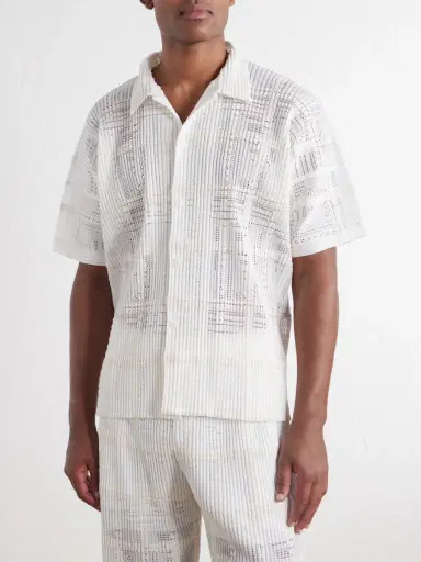 Homme Plissé Issey Miyake Pleated Lace Grid Mesh Shirt - Men | Thumbnail 3 Homme Plissé Issey Miyake Pleated Lace Grid Mesh Shirt - Men | Thumbnail 3