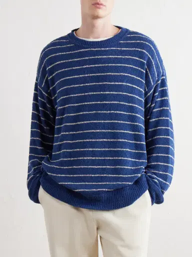 The Elder Statesman Eyelash Striped Cotton-Blend Sweatshirt - Men | Thumbnail 3 The Elder Statesman Eyelash Striped Cotton-Blend Sweatshirt - Men | Thumbnail 3