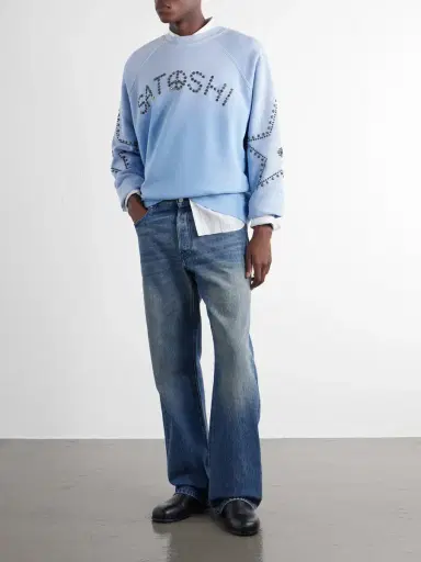 Satoshi Nakamoto Star Stud-Embellished Paint-Splattered Cotton-Jersey Sweater - Men | Thumbnail 2 Satoshi Nakamoto Star Stud-Embellished Paint-Splattered Cotton-Jersey Sweater - Men | Thumbnail 2