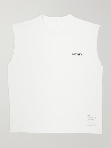 Satisfy Distressed Logo-Print MothTech™ Organic Cotton-Jersey Tank Top - Men | Thumbnail 1 Satisfy Distressed Logo-Print MothTech™ Organic Cotton-Jersey Tank Top - Men | Thumbnail 1