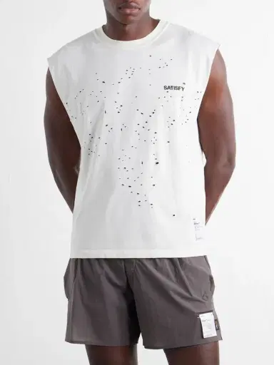 Satisfy Distressed Logo-Print MothTech™ Organic Cotton-Jersey Tank Top - Men | Thumbnail 3 Satisfy Distressed Logo-Print MothTech™ Organic Cotton-Jersey Tank Top - Men | Thumbnail 3
