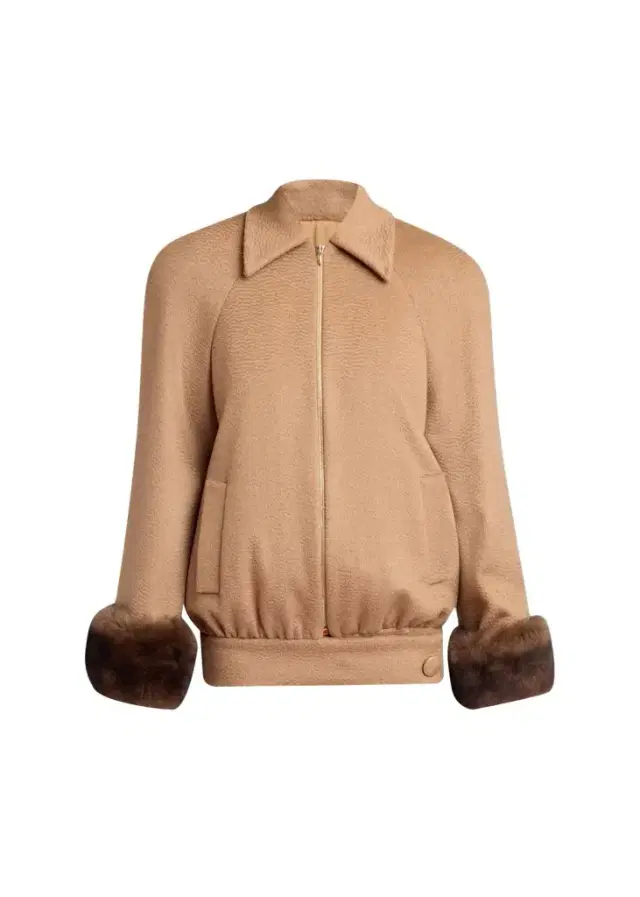 Lamb Shearling Cuffs Brushed Camel Zip Jacket Lamb Shearling Cuffs Brushed Camel Zip Jacket