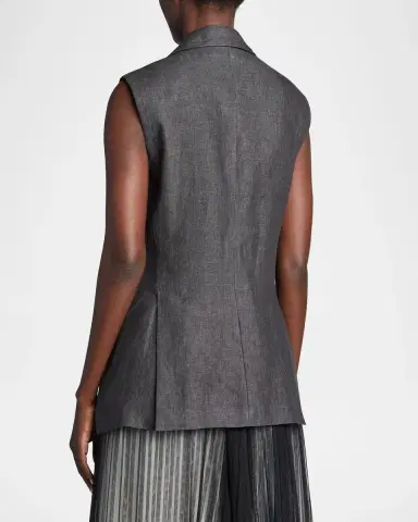 Brunello Cucinelli Sleeveless Lightweight Linen Blazer Vest | Thumbnail 3 Brunello Cucinelli Sleeveless Lightweight Linen Blazer Vest | Thumbnail 3
