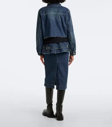 Sacai Belted peplum denim midi skirt | Thumbnail 4 Sacai Belted peplum denim midi skirt | Thumbnail 4