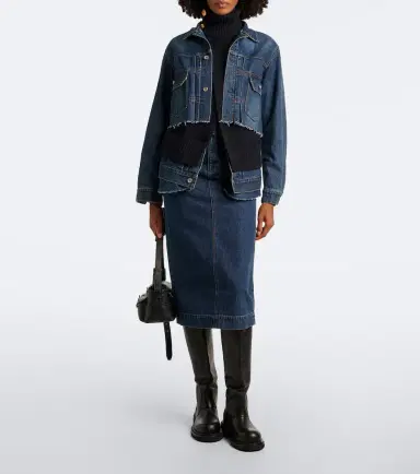 Sacai Belted peplum denim midi skirt | Thumbnail 5 Sacai Belted peplum denim midi skirt | Thumbnail 5
