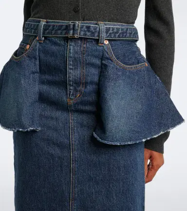 Sacai Belted peplum denim midi skirt | Thumbnail 6 Sacai Belted peplum denim midi skirt | Thumbnail 6
