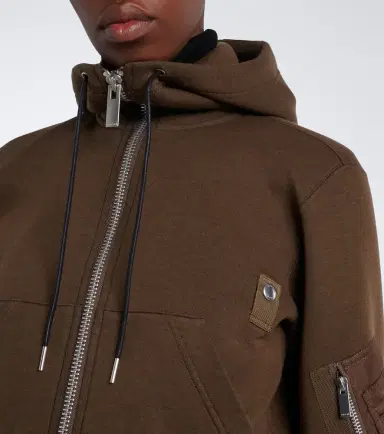 Sacai Layered cotton-blend zip-up hoodie | Thumbnail 4 Sacai Layered cotton-blend zip-up hoodie | Thumbnail 4