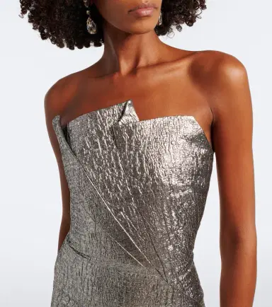 Roland Mouret Pleated lamé jacquard bustier gown | Thumbnail 2 Roland Mouret Pleated lamé jacquard bustier gown | Thumbnail 2
