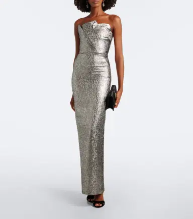 Roland Mouret Pleated lamé jacquard bustier gown | Thumbnail 3 Roland Mouret Pleated lamé jacquard bustier gown | Thumbnail 3