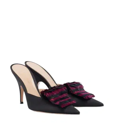 Gianvito Rossi Feather-trimmed satin mules | Thumbnail 1 Gianvito Rossi Feather-trimmed satin mules | Thumbnail 1