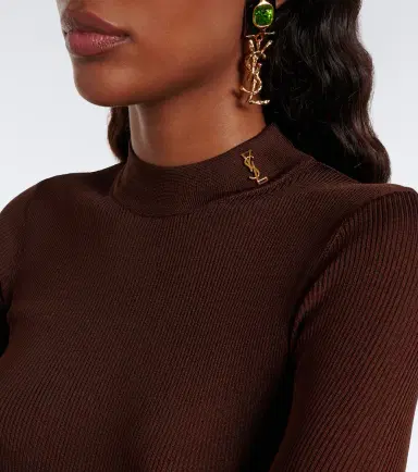 Saint Laurent Cassandre ribbed-knit silk midi dress | Thumbnail 6 Saint Laurent Cassandre ribbed-knit silk midi dress | Thumbnail 6