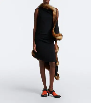 Loewe Shearling-trimmed midi dress | Thumbnail 5 Loewe Shearling-trimmed midi dress | Thumbnail 5