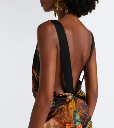 Dries Van Noten Printed draped silk satin gown | Thumbnail 2 Dries Van Noten Printed draped silk satin gown | Thumbnail 2