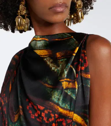 Dries Van Noten Printed draped silk satin gown | Thumbnail 3 Dries Van Noten Printed draped silk satin gown | Thumbnail 3