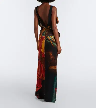 Dries Van Noten Printed draped silk satin gown | Thumbnail 6 Dries Van Noten Printed draped silk satin gown | Thumbnail 6