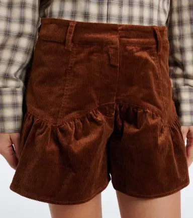Ganni Ruffled cotton-blend corduroy shorts | Thumbnail 3 Ganni Ruffled cotton-blend corduroy shorts | Thumbnail 3