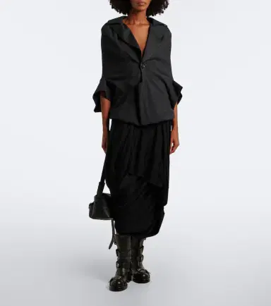 Junya Watanabe Asymmetric draped wool midi skirt | Thumbnail 2 Junya Watanabe Asymmetric draped wool midi skirt | Thumbnail 2