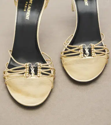 Saint Laurent Babylone metallic leather sandals | Thumbnail 3 Saint Laurent Babylone metallic leather sandals | Thumbnail 3