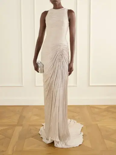 Marmar Halim Sleeveless Gathered Pleated Chiffon Gown | Thumbnail 2 Marmar Halim Sleeveless Gathered Pleated Chiffon Gown | Thumbnail 2