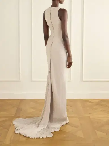 Marmar Halim Sleeveless Gathered Pleated Chiffon Gown | Thumbnail 3 Marmar Halim Sleeveless Gathered Pleated Chiffon Gown | Thumbnail 3