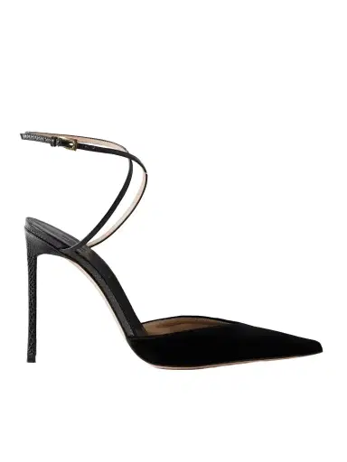 Tom Ford 105 Croc-effect Leather-trimmed Velvet Pumps | Thumbnail 1 Tom Ford 105 Croc-effect Leather-trimmed Velvet Pumps | Thumbnail 1