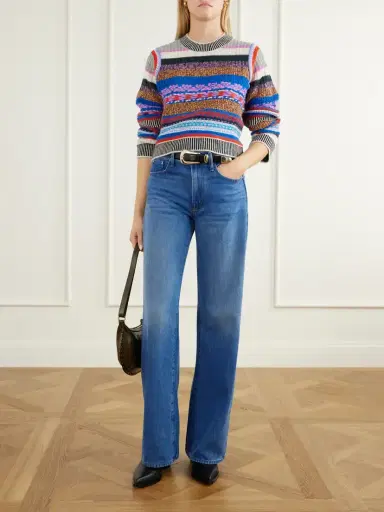 Mother The Extra Crop Striped Alpaca And Wool-blend Sweater | Thumbnail 2 Mother The Extra Crop Striped Alpaca And Wool-blend Sweater | Thumbnail 2