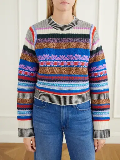 Mother The Extra Crop Striped Alpaca And Wool-blend Sweater | Thumbnail 3 Mother The Extra Crop Striped Alpaca And Wool-blend Sweater | Thumbnail 3