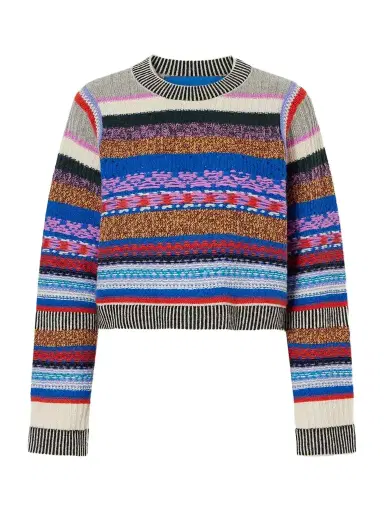 Mother The Extra Crop Striped Alpaca And Wool-blend Sweater | Thumbnail 1 Mother The Extra Crop Striped Alpaca And Wool-blend Sweater | Thumbnail 1