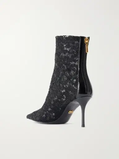 Dolce & Gabbana Lollo Leather-trimmed Lace Ankle Boots | Thumbnail 3 Dolce & Gabbana Lollo Leather-trimmed Lace Ankle Boots | Thumbnail 3