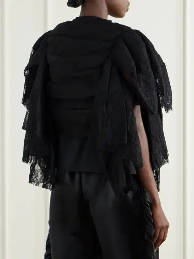Comme des Garçons Ruffled Lace And Silk-blend Georgette Top | Thumbnail 3 Comme des Garçons Ruffled Lace And Silk-blend Georgette Top | Thumbnail 3
