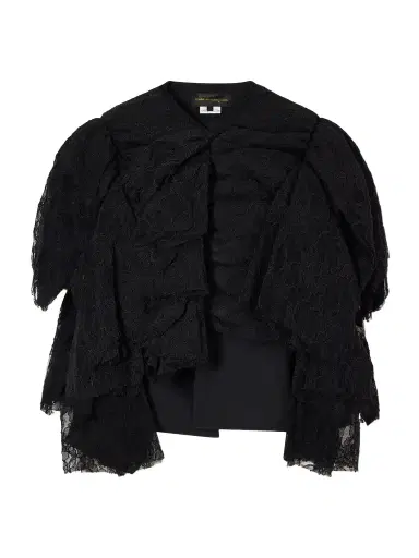 Comme des Garçons Ruffled Lace And Silk-blend Georgette Top | Thumbnail 1 Comme des Garçons Ruffled Lace And Silk-blend Georgette Top | Thumbnail 1