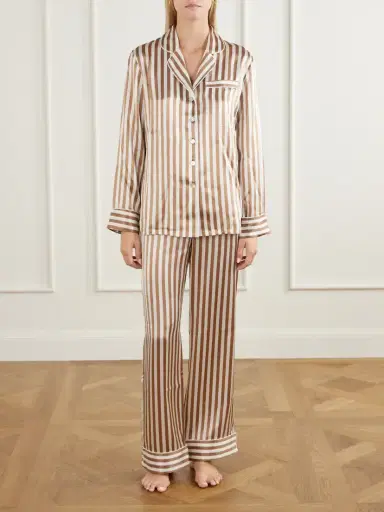 Olivia von Halle Lila Striped Silk-satin Pajama | Thumbnail 2 Olivia von Halle Lila Striped Silk-satin Pajama | Thumbnail 2