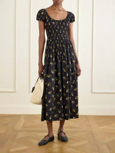DÔEN Quinley Shirred Floral-print Cotton-blend Poplin Midi Dress | Thumbnail 2 DÔEN Quinley Shirred Floral-print Cotton-blend Poplin Midi Dress | Thumbnail 2