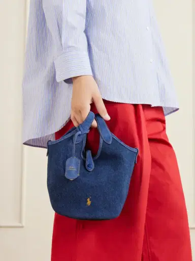 Polo Ralph Lauren Logo-embroidered Suede-trimmed Denim Tote | Thumbnail 2 Polo Ralph Lauren Logo-embroidered Suede-trimmed Denim Tote | Thumbnail 2
