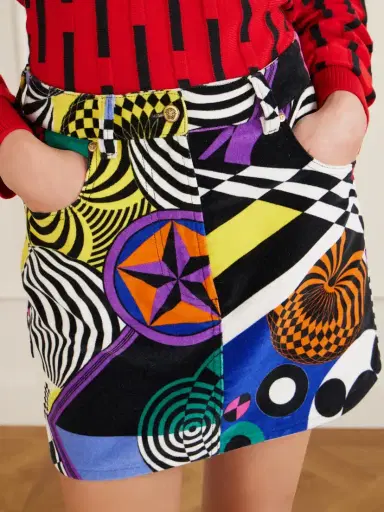 Versace Printed Cotton-velvet Mini Skirt | Thumbnail 4 Versace Printed Cotton-velvet Mini Skirt | Thumbnail 4