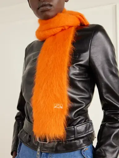 Loewe Logo-embroidered Brushed Alpaca-blend Scarf | Thumbnail 2 Loewe Logo-embroidered Brushed Alpaca-blend Scarf | Thumbnail 2