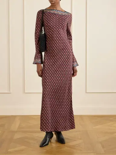 DÔEN Davina Printed Silk-blend Satin Maxi Dress | Thumbnail 2 DÔEN Davina Printed Silk-blend Satin Maxi Dress | Thumbnail 2