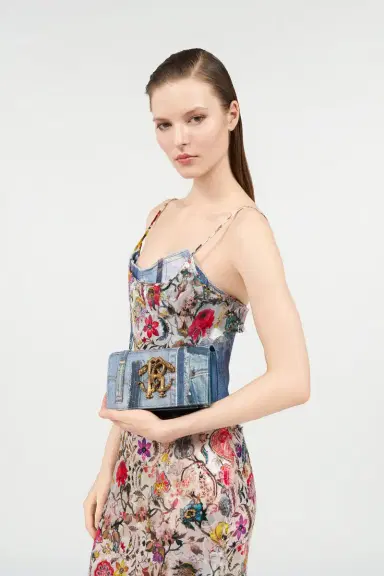 Roberto Cavalli Denim Patchwork Shoulder Bag | Thumbnail 2 Roberto Cavalli Denim Patchwork Shoulder Bag | Thumbnail 2