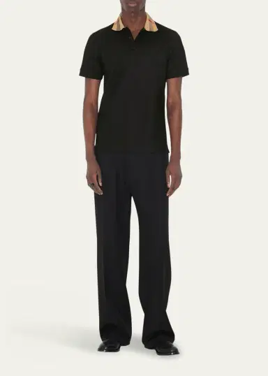 Burberry Men's Cody Check-Collar Polo Shirt | Thumbnail 2 Burberry Men's Cody Check-Collar Polo Shirt | Thumbnail 2