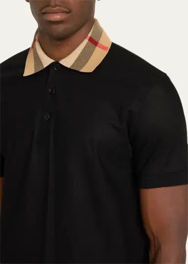 Burberry Men's Cody Check-Collar Polo Shirt | Thumbnail 5 Burberry Men's Cody Check-Collar Polo Shirt | Thumbnail 5