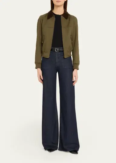 Nili Lotan Victor Contrast Collar Bomber Jacket | Thumbnail 2 Nili Lotan Victor Contrast Collar Bomber Jacket | Thumbnail 2