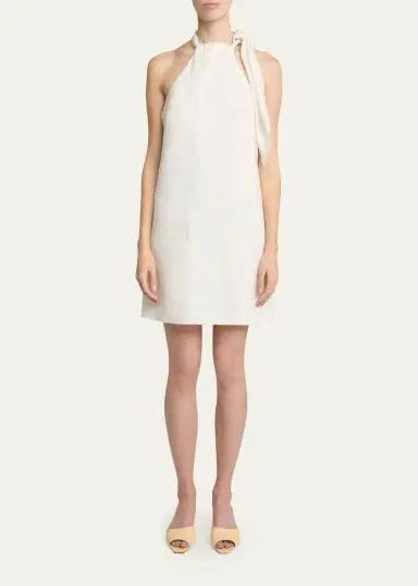 Courrèges Knotted Halter Stretch Wool Crepe Mini Dress | Thumbnail 2 Courrèges Knotted Halter Stretch Wool Crepe Mini Dress | Thumbnail 2
