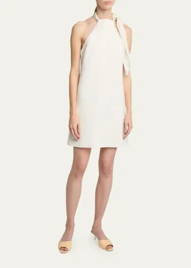 Courrèges Knotted Halter Stretch Wool Crepe Mini Dress | Thumbnail 4 Courrèges Knotted Halter Stretch Wool Crepe Mini Dress | Thumbnail 4