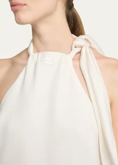Courrèges Knotted Halter Stretch Wool Crepe Mini Dress | Thumbnail 5 Courrèges Knotted Halter Stretch Wool Crepe Mini Dress | Thumbnail 5