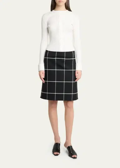 Courrèges Checked Knee-Length Skirt | Thumbnail 2 Courrèges Checked Knee-Length Skirt | Thumbnail 2