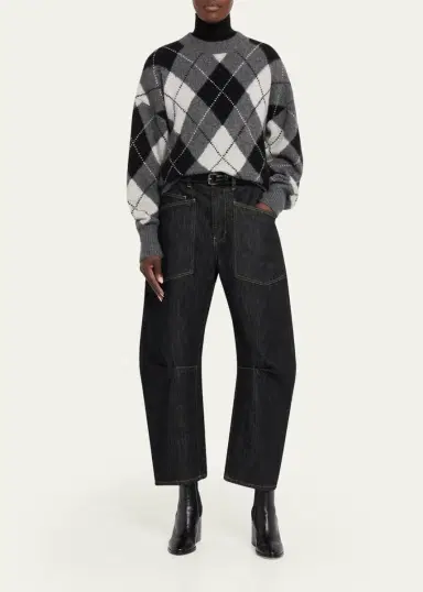 Nili Lotan Donnika Argyle Cashmere-Silk Sweater | Thumbnail 2 Nili Lotan Donnika Argyle Cashmere-Silk Sweater | Thumbnail 2