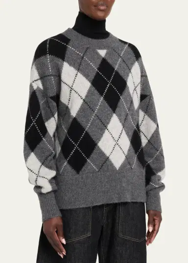Nili Lotan Donnika Argyle Cashmere-Silk Sweater | Thumbnail 4 Nili Lotan Donnika Argyle Cashmere-Silk Sweater | Thumbnail 4