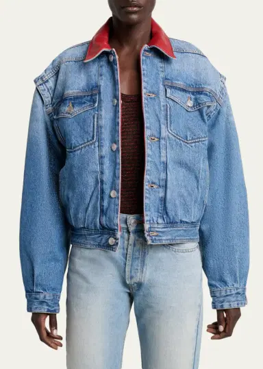 Isabel Marant Devyn Reversible Leather & Denim Jacket | Thumbnail 4 Isabel Marant Devyn Reversible Leather & Denim Jacket | Thumbnail 4